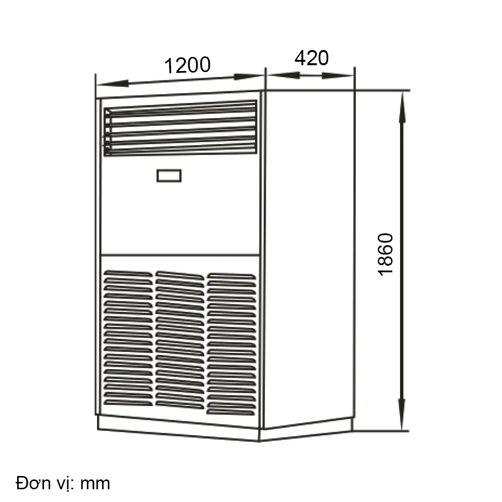 bản vẽ Kích thước dàn lạnh Điều hoà tủ đứng Midea 10HP 100000BTU MFA-96CRDN1-MOUC-96CDN1-R